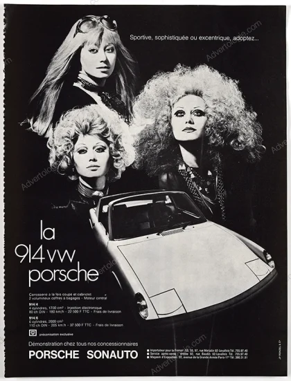 Porsche 914 1970 Print Ad - "Les femmes et la Porsche"
