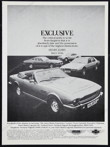Aston Martin Distributors 1981 Print Ad