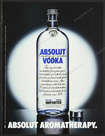 Absolut Vodka 2001 Print Ad - "Absolut Aromatherapy"
