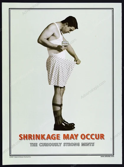 Altoids 2001 Print Ad - "Shrinkage May Occur"