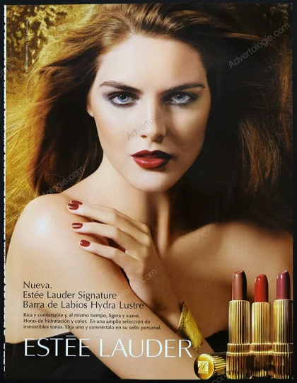 Estée Lauder Lipstick 2009 Print Ad - Hilary Rhoda