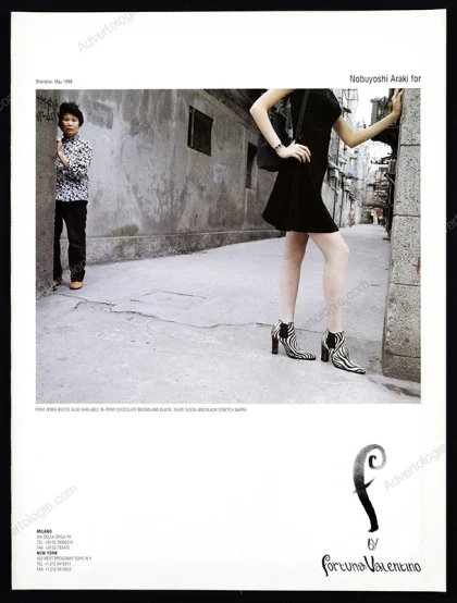 F by Fortuna Valentino Shoes 1998 2-Page Print Ad - Nobuyoshi Araki
