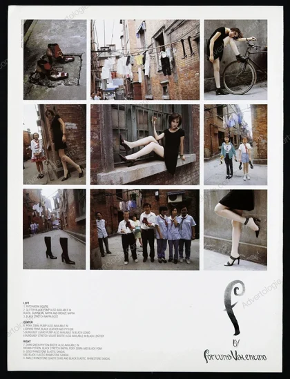 F by Fortuna Valentino Shoes 1998 2-Page Print Ad - Nobuyoshi Araki