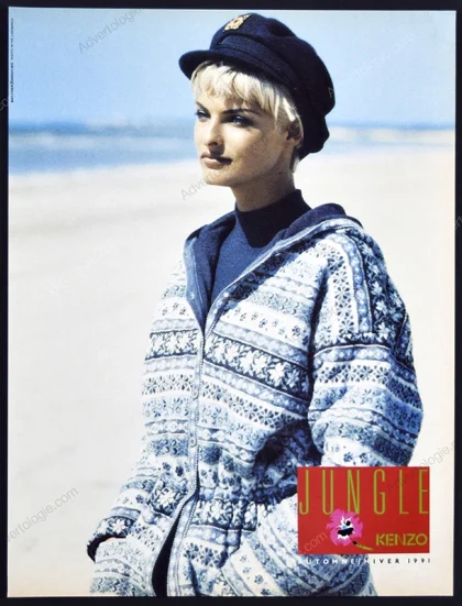 Kenzo Jungle 1991 Print Ad - Linda Evangelista