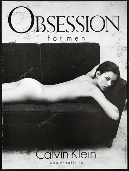 Obsession for Men Calvin Klein Perfume 1994 Print Ad - Kate Moss
