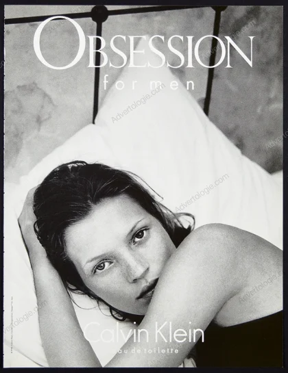 Obsession for Men Calvin Klein Perfume 1997 Print Ad - Kate Moss