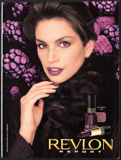 Revlon Lipstick 1998 Print Ad - Cindy Crawford