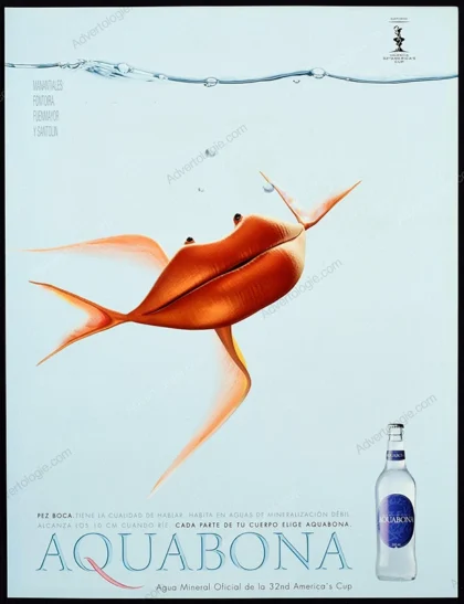 Aquabona Water 2005 Print Ad - "Mouth Fish"