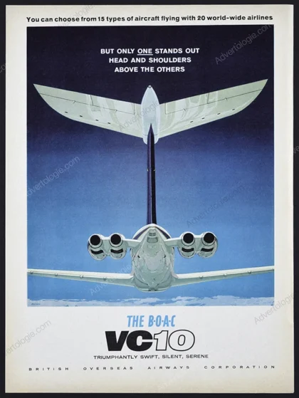 B.O.A.C. VC10 Jet Airliner 1964 Print Ad