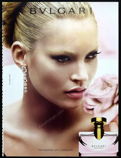 Bulgari Rose Essentielle Perfume 2007 Print Ad - Kate Moss