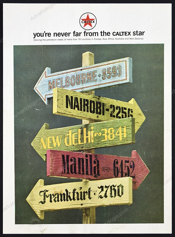 Caltex Gasoline 1963 Print Ad - "Signpost"