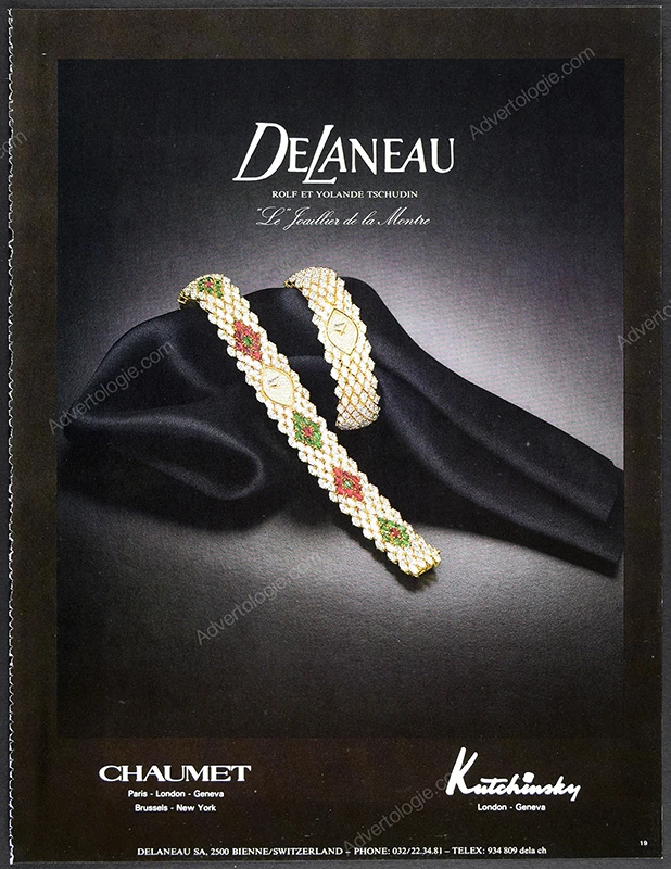 Delaneau Jewelry & Watches 1987 Print Ad
