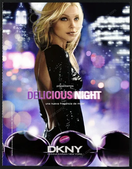 Delicious Night DKNY Perfume 2009 Print Ad - Jessica Stam