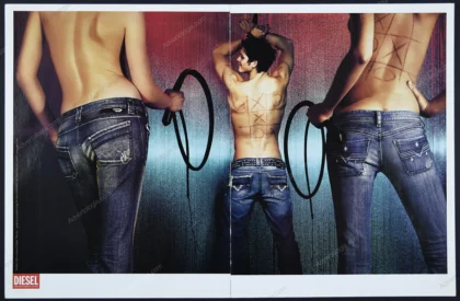 Diesel Clothing 2005 3-Page Print Ad - "Whipping"