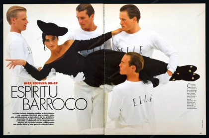 "Espíritu Barroco" 1988 Elle Spain Editorial - Monica Bellucci, Claudia Schiffer, Roberta Chirko