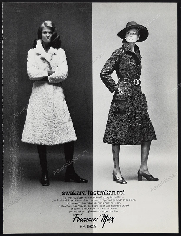 Fourrures Max & Swakara Furs 1970 2-Page Print Ad - Helmut Newton