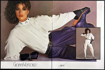 Gianni Versace 1980 3-Page Print Ad - Janice Dickinson, Kim Alexis
