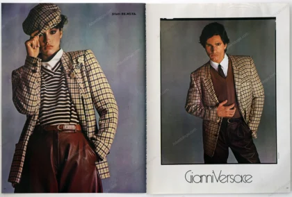 Gianni Versace 1980 3-Page Print Ad - Janice Dickinson