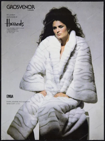 Grosvenor Canada Furs 1981 3-Page Print Ad - Deborah Harris, Victor Skrebneski