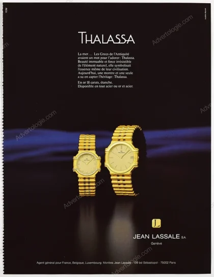 Jean Lassale Thalassa Watches 1986 Print Ad