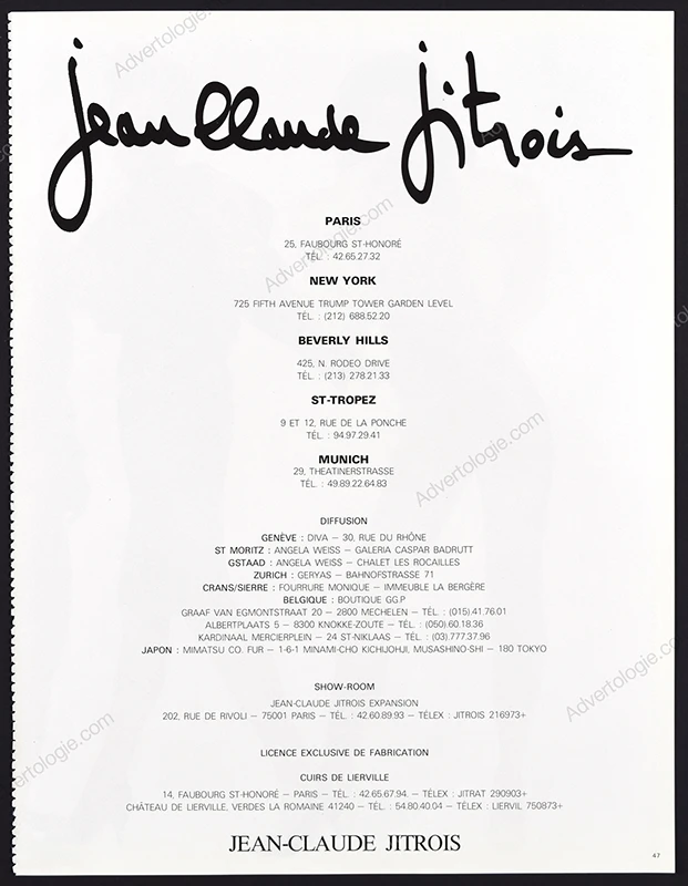 Jitrois 1986 4-Page Print Ad