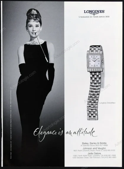Longines DolceVita Watch 2000 Print Ad - Audrey Hepburn