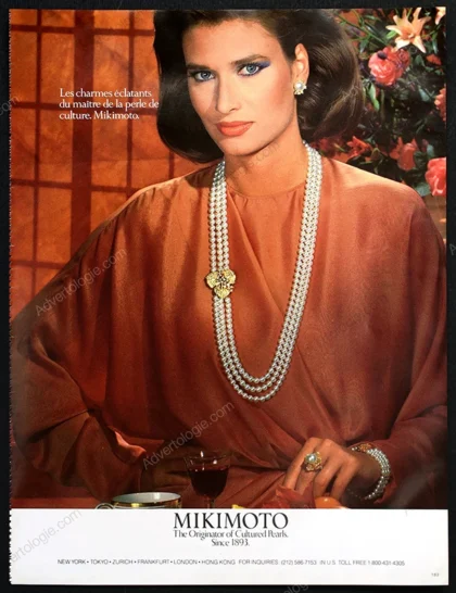Mikimoto Pearls 1985 Print Ad - Rosemary McGrotha