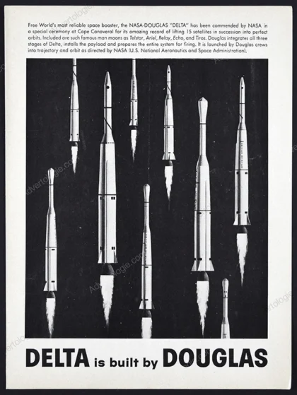 NASA Douglas Delta Rocket 1963 Print Ad