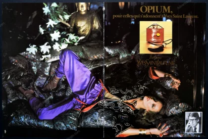 Opium Yves Saint Laurent Perfume 1977 Print Ad - Jerry Hall, Helmut Newton