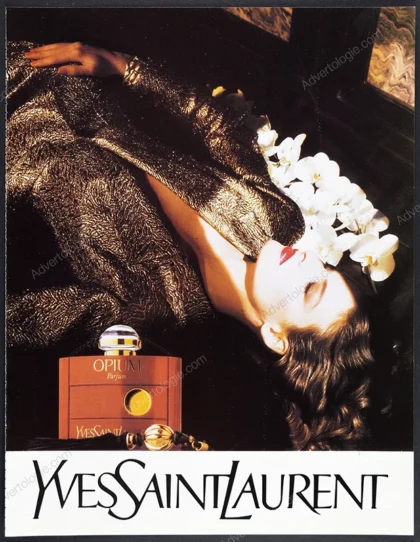 Opium Yves Saint Laurent Perfume 1988 Print Ad - Linda Evangelista