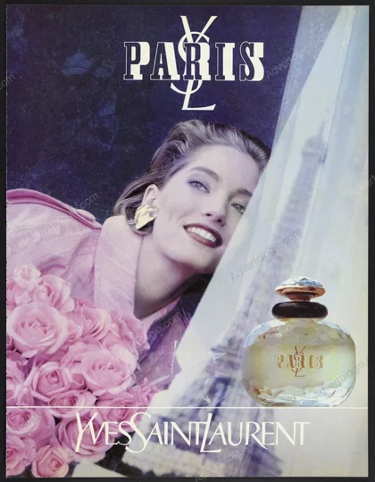 Paris Yves Saint Laurent Perfume 1992 Print Ad - Lucie de la Falaise
