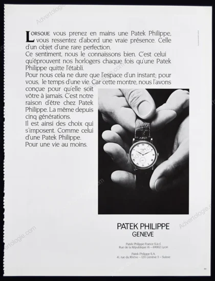 Patek Philippe Watches 1986 Print Ad
