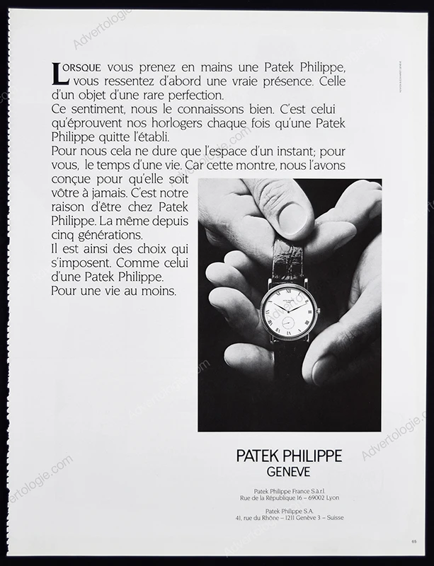Patek Philippe Watches 1986 Print Ad