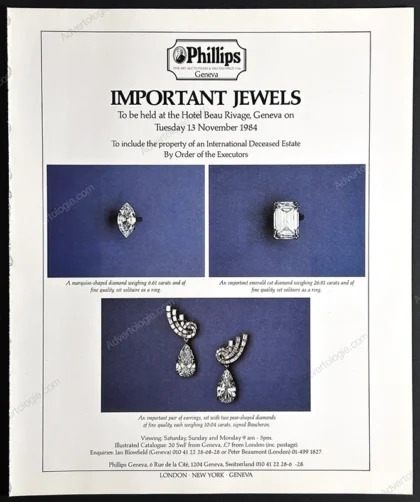 Phillips Auction House 1984 Print Ad