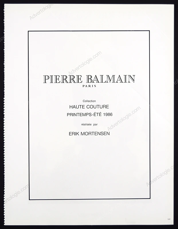 Pierre Balmain Haute Couture 1986 5-Page Advertorial