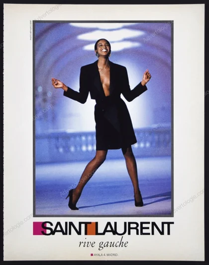 Saint Laurent Rive Gauche 1988 Print Ad - Naomi Campbell