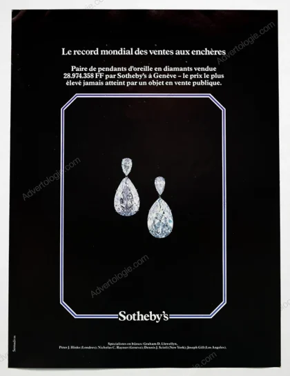 Sotheby's Jewelry Auctions 1981 Print Ad