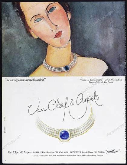 Van Cleef & Arperls Jewelry 1987 Print Ad - Modigliani