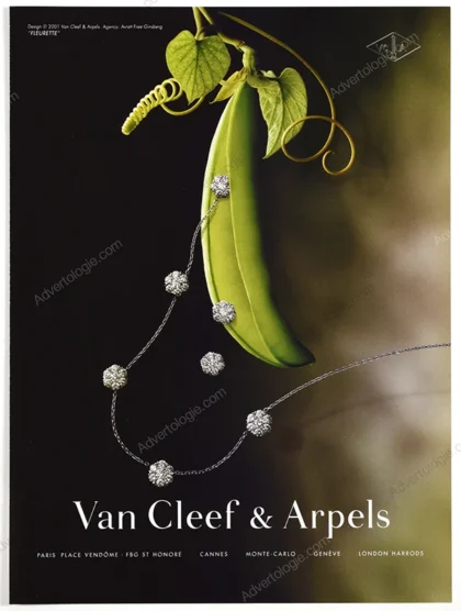 Van Cleef & Arperls Jewelry 2001 Print Ad - "Fleurette"