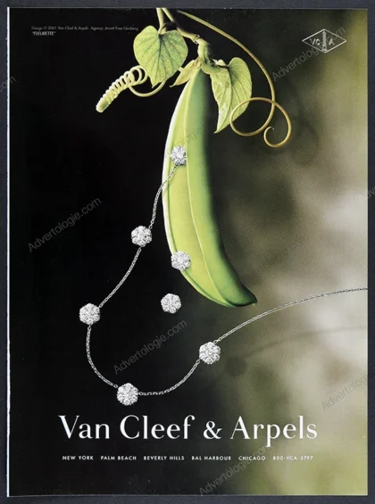 Van Cleef & Arperls Jewelry 2001 Print Ad - "Fleurette"