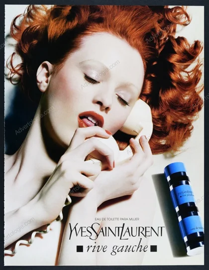 Yves Saint Laurent Rive Gauche Perfume 1989 Print Ad - Karen Elson