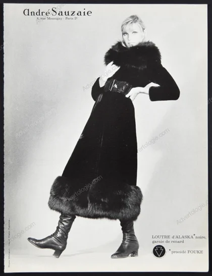 André Sauzaie Fourrures 1970 Print Ad
