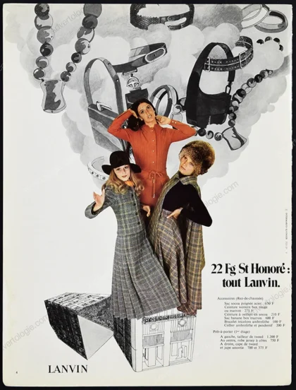 Lanvin Fashion & Accessories 1970 Print Ad