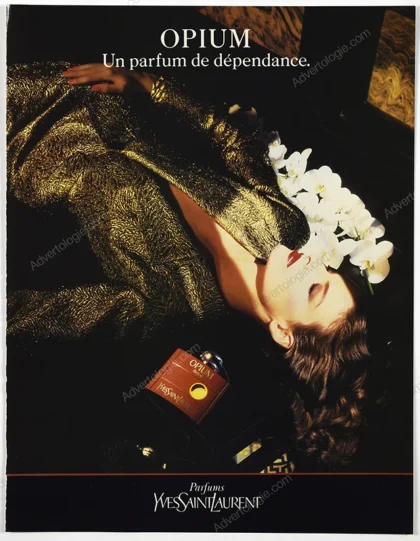 Opium Yves Saint Laurent Perfume 1986 Print Ad - Linda Evangelista