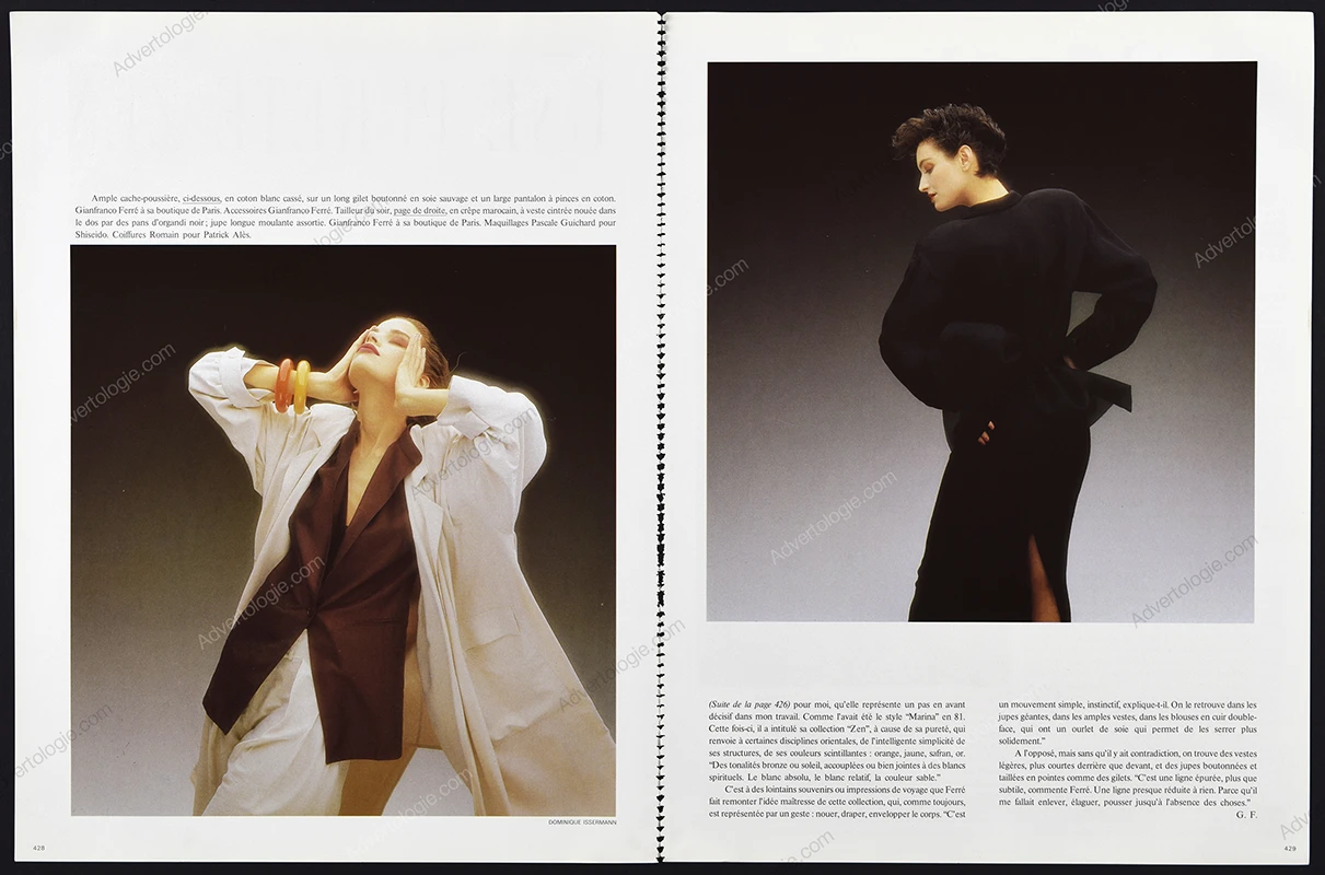 "Une Purete Zen" 1985 Editorial - Dominique Issermann