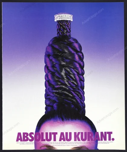 Absolut Vodka 1999 Print Ad - "Absolut Au Kurant"