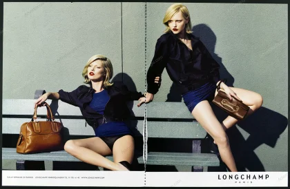 Longchamp 2009 Print Ad - Kate Moss, Sasha Pivovarova