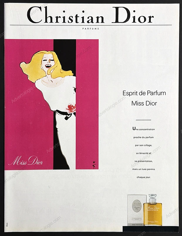 Miss Dior Perfume 1990 Print Ad - René Gruau