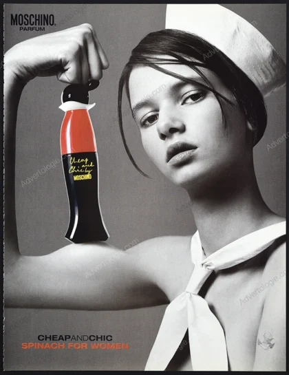 Moschino Cheap and Chic Perfume 2000 Print Ad - "Spinach for Women"