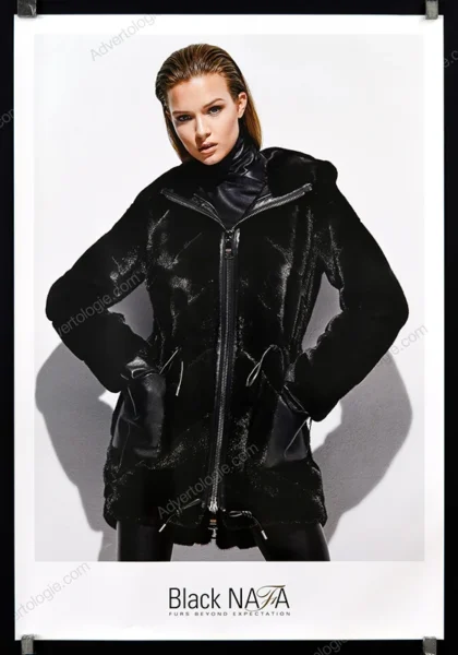 Black NAFA Mink 2016 Fur Fashion Poster - Josephine Skriver